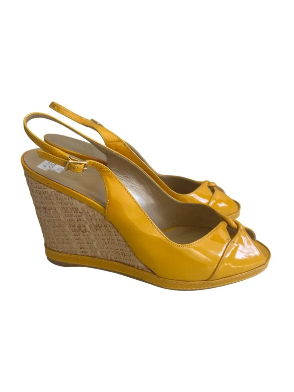 STUART WEITZMAN Yellow Patent Leather Wedges Size 9.5 - Picture 5 of 10